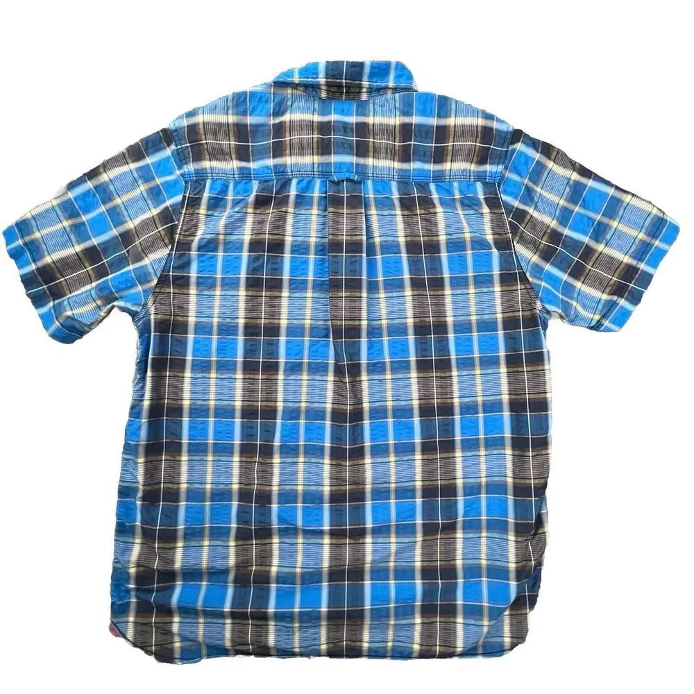 The North Face Shirt Mens XL Blue Plaid‎ Short Sleeve Button Down Hiking Outdoor